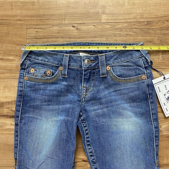 TRUE RELIGION NWT 26 Low Rise Skinny Gold Arrow Denim Big T Jeans Stretch Y2K - Picture 13 of 16